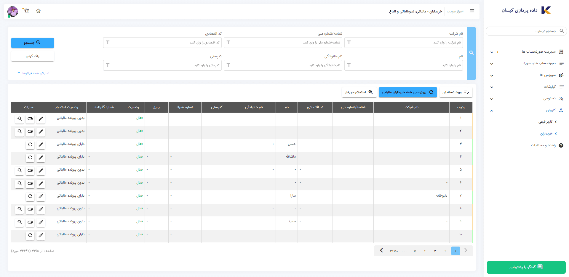 جزئیات خریداران