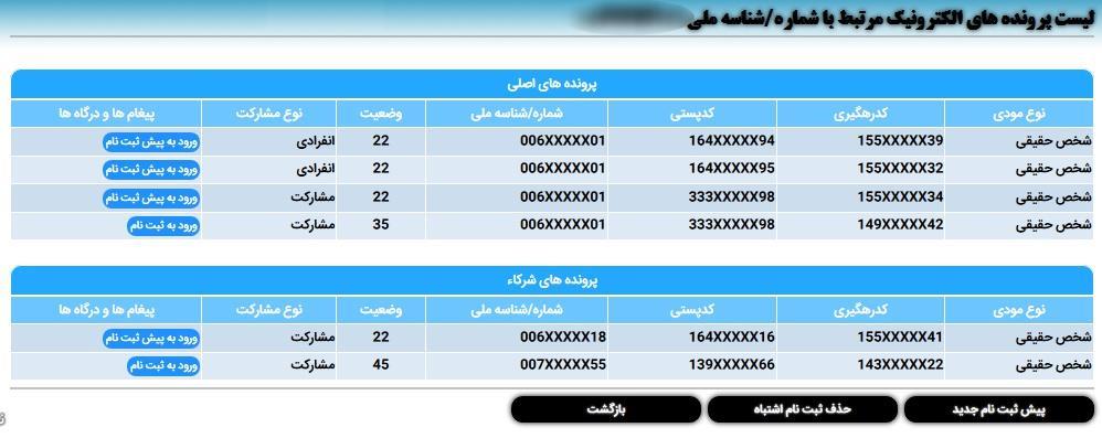 لیست پرونده های اطلاعاتی